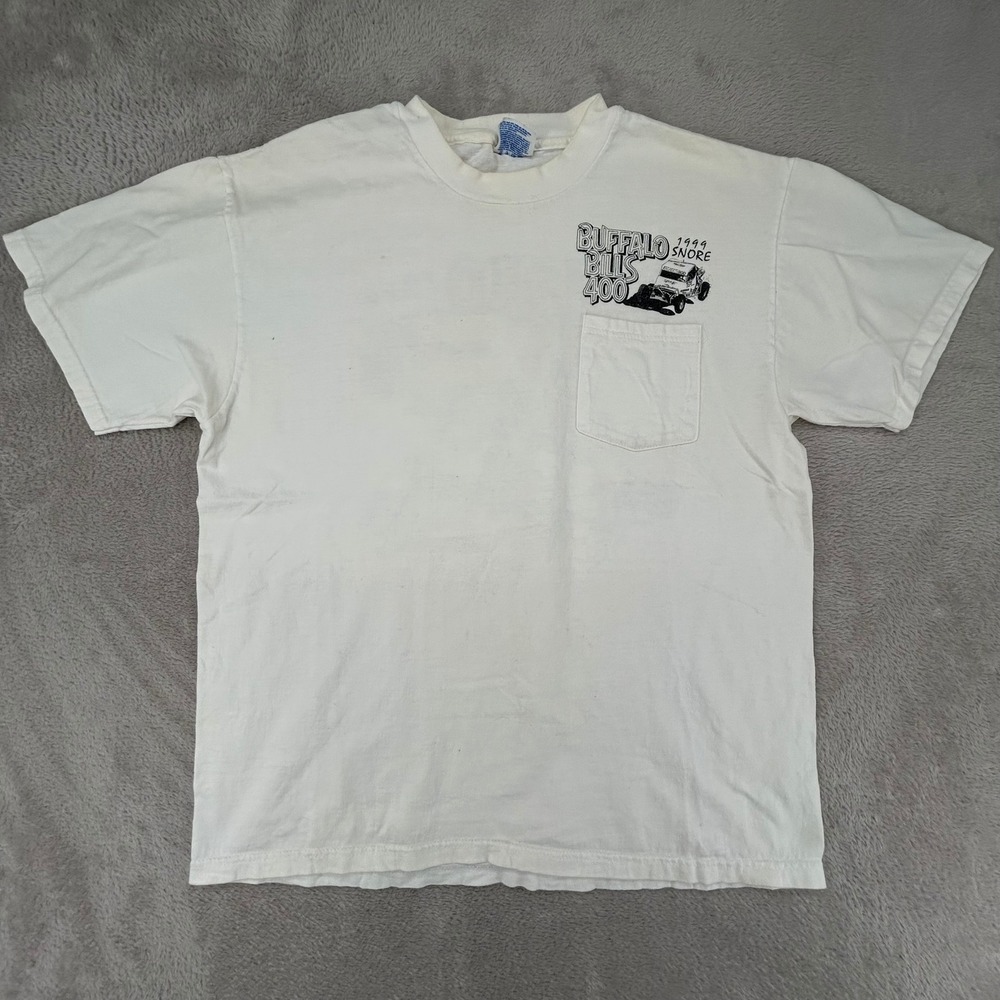 Vintage Hanes Mens Buffalo Bills 400 SNORE T-Shirt Large White Preowned